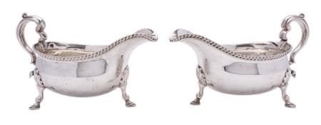 A pair of George VI silver sauce boats by Thomas Bradbury & Sons Ltd, Sheffield 1941,