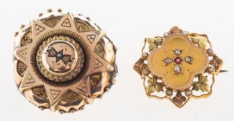 Two Victorian gilt brooches,