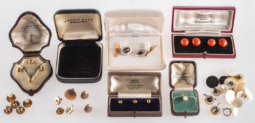 A collection of dress studs and cufflink's, including two boxed sets of dress studs,