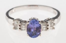 A tanzanite and diamond ring,