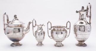 A Victorian four piece silver plated tea service by Roberts & Belk Ltd, Sheffield,