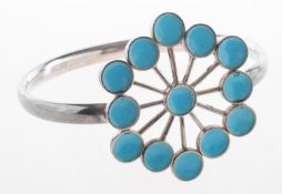 Georg Jensen. A silver and enamel flower bangle number 238, by Astrid Fog,