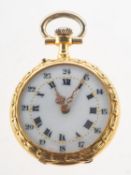 A late Victorian diamond set pocket watch and a fob chain,