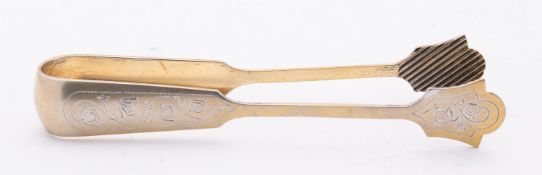 A pair of mid 20th century Latvian silver gilt sugar tong, marked .