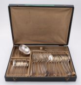 A mid 20th century cased canteen of French silver plated flatware by Christofle,