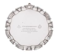 A George VI silver salver, William Hutton & Son Ltd, Sheffield 1937, of circular shape,
