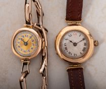 Rolex a vintage 9ct gold lady's wristwatch having a small round silvered dial with black Roman