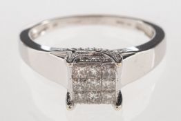 A 9ct gold diamond ring,