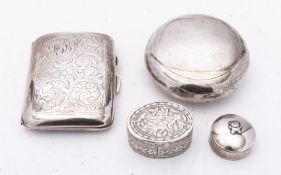 A Victorian silver pop open tobacco box by Colen Hewer Cheshire, Birmingham 1897, of circular form,