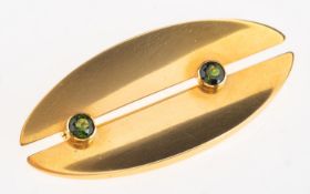 Georg Jensen. An abstract green tourmaline set brooch