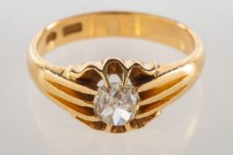 A diamond 'gypsy' ring, claw set with an old mine-cut diamond, diamond approx. 0.