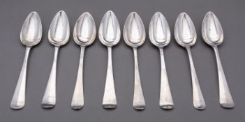 A matched set of eight mid 19th century Dutch silver table spoons, .