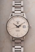 Tag Heuer Carrera a gentleman's stainless-steel wristwatch the round cream dial signed Carrera,