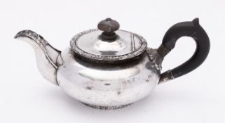 A mid 19th century Polish silver plated tea pot by Joseph Fraget, Warsaw, 1848,