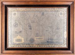 An Elizabeth II silver map of the world by John Pinches (Medallists) Ltd, London 1976,