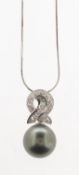 A Tahitian pearl and diamond pendant with chain,