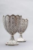 A pair of late 19th century Indian Kutch silver standing cups or goblets marked W&O,