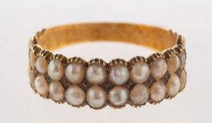 A Victorian double row pearl ring,