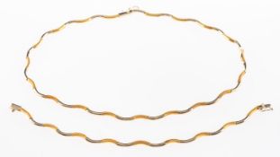 A matching necklace and bracelet set,