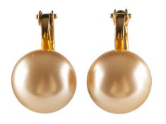 Ciro. A pair of faux pearl clip-on earrings, clips marked Ciro, 9ct, faux pearls approx. 12.2mm, 6.