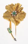 Michael Gosschalk. An 18ct gold emerald and diamond flower spray brooch,
