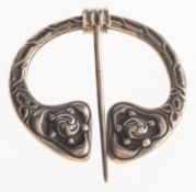 A 1950's Scottish silver penannular cloak pin, UK hallmark, Chester, 1955, maker S&Co,