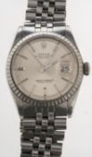 Rolex Oyster Datejust stainless-steel gentleman's wristwatch the silvered dial having raised baton