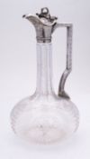 A Victorian silver and glass claret jug by Horace Woodward & Co, Sheffield 1862, of onion shape,