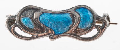 Charles Horner. An Art Nouveau enamelled brooch, with blue enamelling,