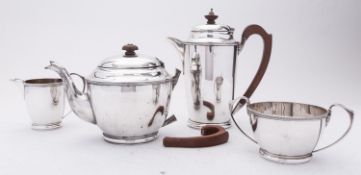 A George V silver four piece tea and coffee service by Deakin & Francis Ltd, Birmingham 1937,