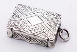 A Victorian silver vesta case by Aston & Son (Thomas & William Aston), Birmingham 1858,