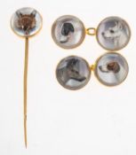 A pair of Essex crystal cufflinks and tie pin,