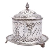 A Victorian silver biscuiteer or biscuit box by William Hutton & Sons Ltd, London 1899,