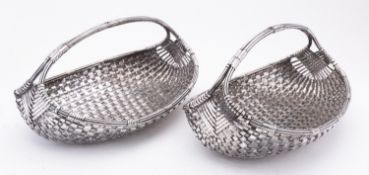 A pair of mid 20th century French woven silver plated bread baskets by Christofle, numbered 39962,