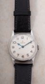 Omega a 1940s RAF pilot's wristwatch the cream dial having Arabic numerals, blued-steel spade hands,