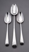 A set of three George III Bright cut spoons by George Smith III, London 1779, Old English pattern,