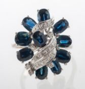 A sapphire and diamond cocktail ring,