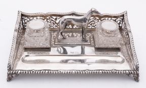 An Edward VII silver inkstand by Joseph Rodgers & Sons Ltd, the stand London 1906,
