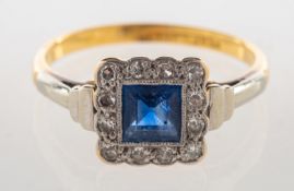 A sapphire and diamond ring,
