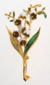 An Italian Lily of the Valley brooch by 'Uno-A-Erre',