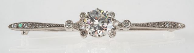 A fine early 20th century diamond bar brooch,