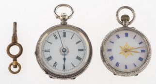Two antique silver pocket watches,