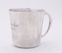 A George V silver christening mug by Charles Edwards, London 1916, engraved inscription Daniel A.