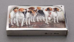 An Edward VII silver and enamel vesta case by Sampson Mordan & Co Ltd, Chester 1905,