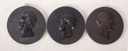 A group of three 'Bois Durci' Bakelite Medallions, with relief busts of ' Prince Albert',