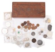 A collection of Canadian coins, including dollars 1949, 58,62, 64,67, 1864 twenty-five cents,