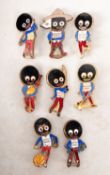 Eight brass and enamel Robinsons Golden Shred advertising badges.