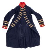 A late 18th/early 19th century blue wool regimental coat , with red facings,