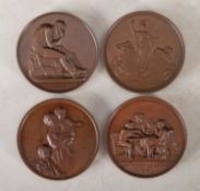 A collection of Art Union Medallions all with Spink Envelopes, Bronze, 'Sir David Wilkes',