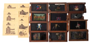A mixed collection of magic lantern slides.